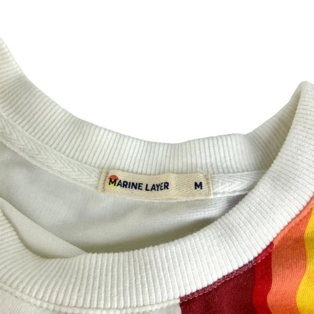 Marine Layer Rainbow Pullover White Crewneck Sweater - Picture 4 of 6